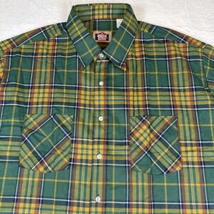 American Edition Flannel Green Long Sleeve Plaid Shirt Mens Size 2XL EUC